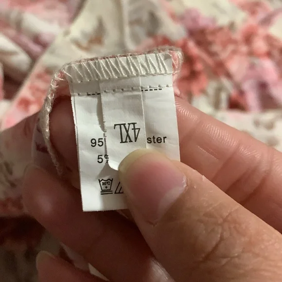 4X Cottagecore Lightweight Floral Hi-Low Pink and White Dress - Picture 4 of 5